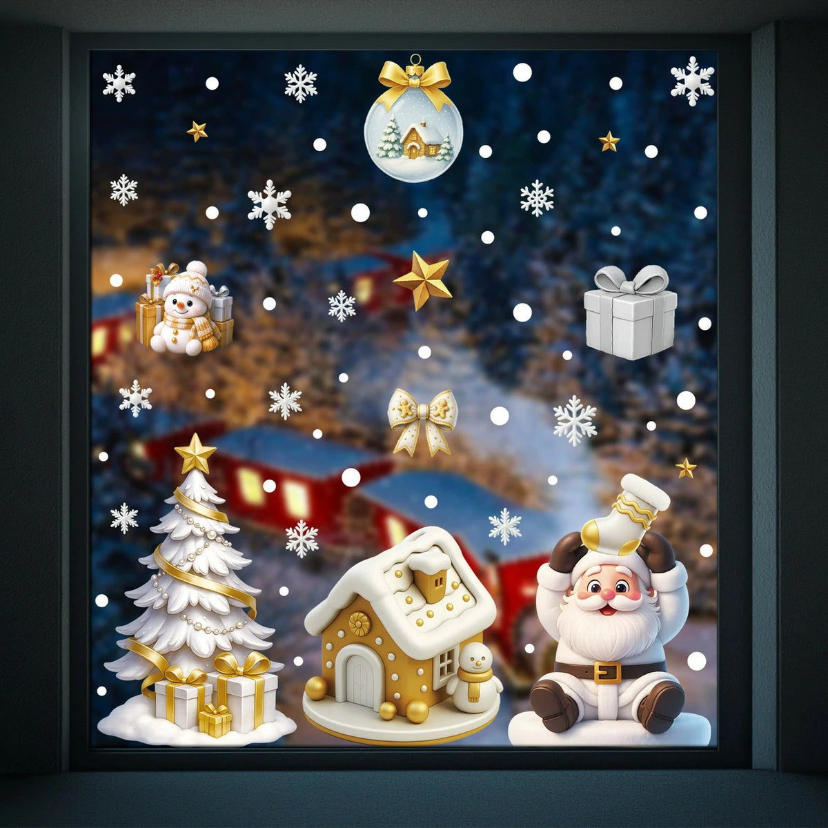Christmas Window Clings – Reusable Static Stickers for Glass Door & Shop Window