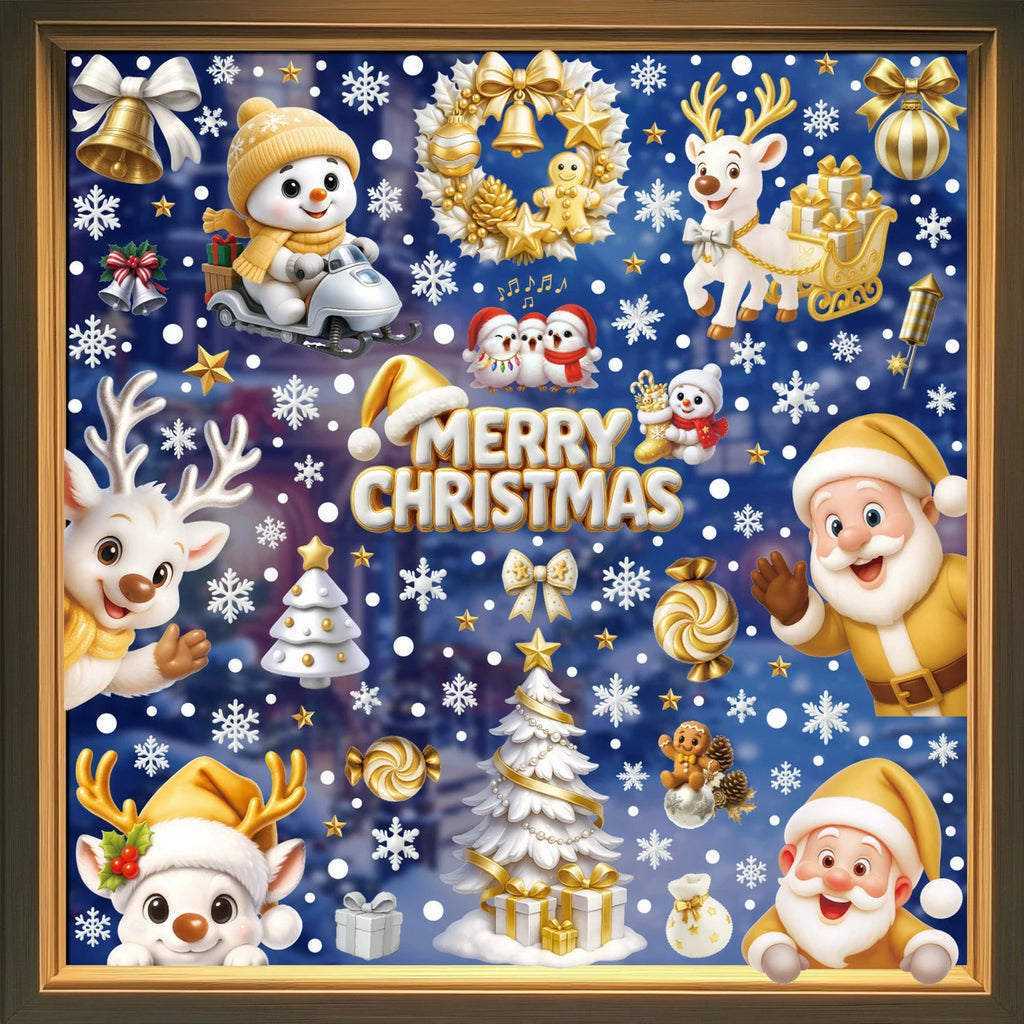 Christmas Window Clings – Reusable Static Stickers for Glass Door & Shop Window