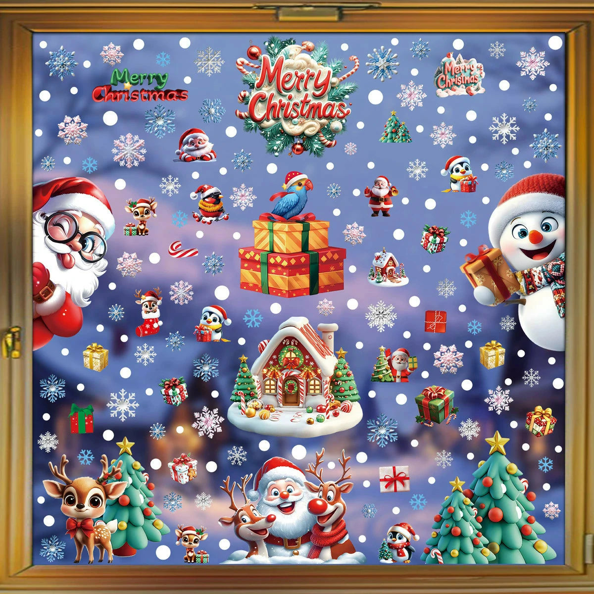 Christmas Window Clings – Reusable Static Stickers for Glass Door & Shop Window