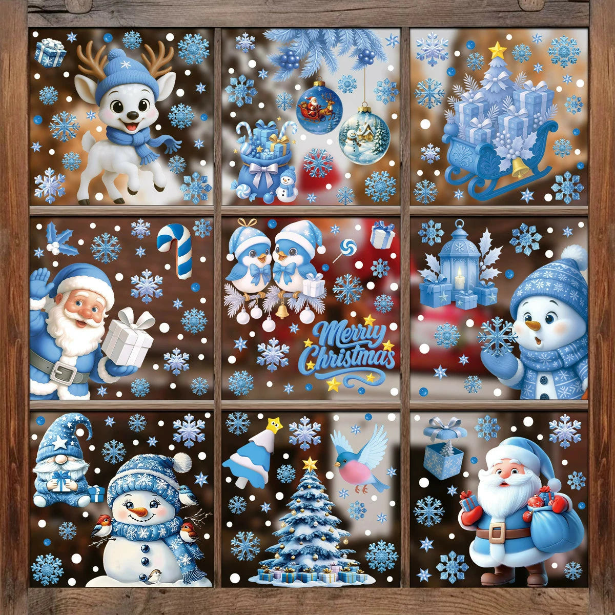 Christmas Window Clings – Reusable Static Stickers for Glass Door & Shop Window