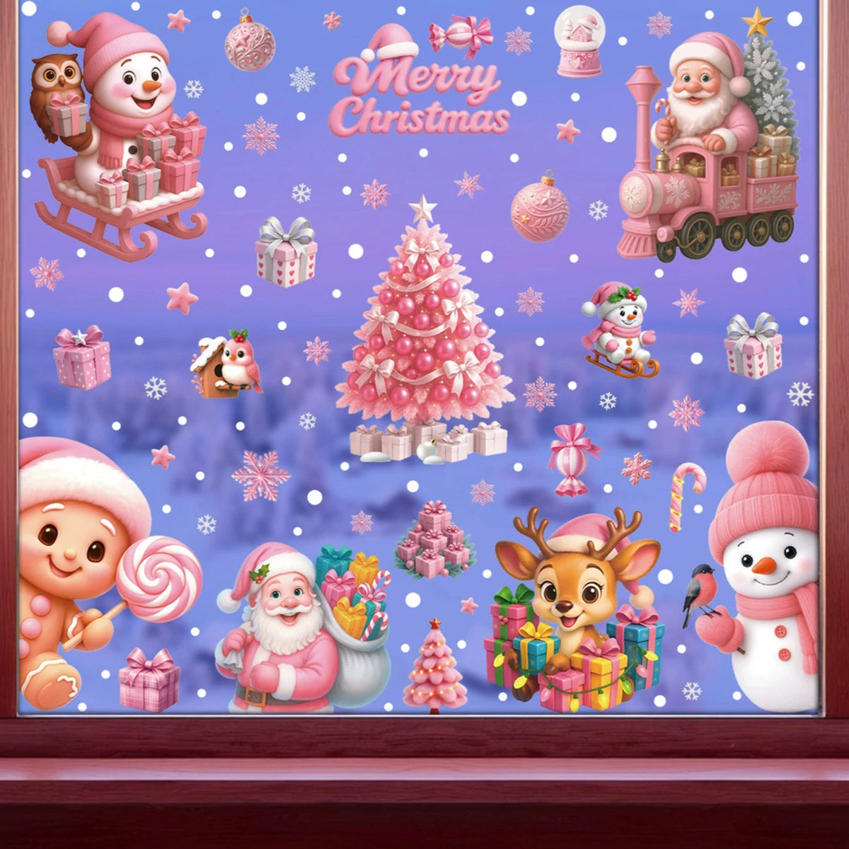 Christmas Window Clings – Reusable Static Stickers for Glass Door & Shop Window