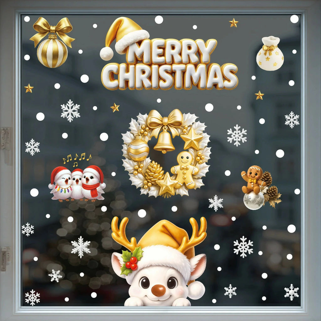 Christmas Window Clings – Reusable Static Stickers for Glass Door & Shop Window