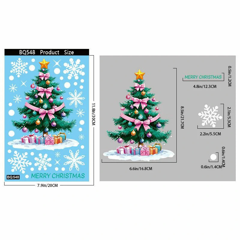 Christmas Window Clings – Reusable Static Stickers for Glass Door & Shop Window