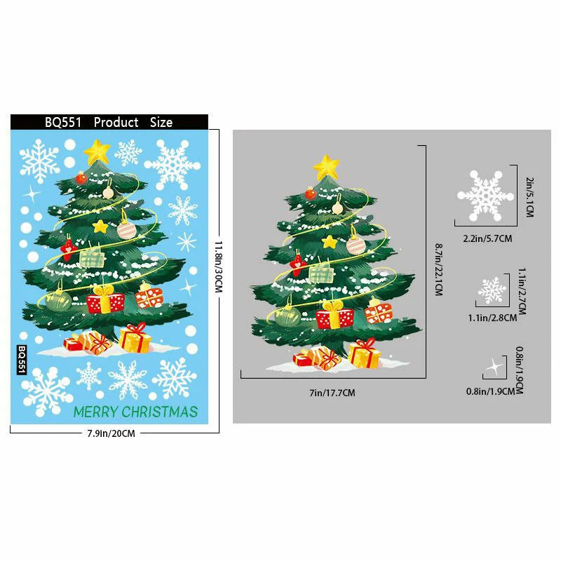 Christmas Window Clings – Reusable Static Stickers for Glass Door & Shop Window