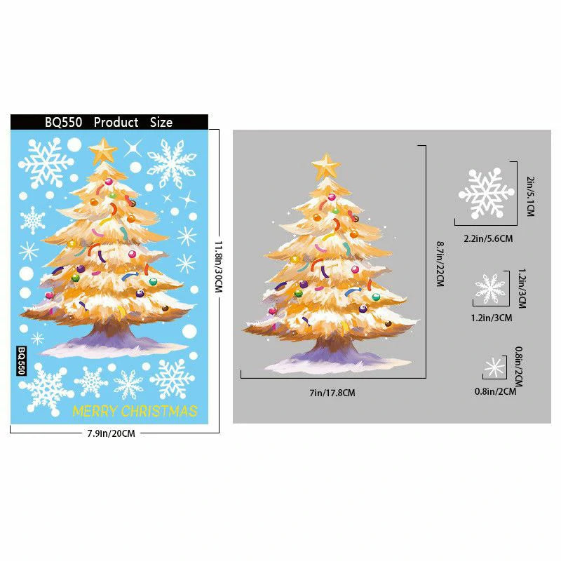 Christmas Window Clings – Reusable Static Stickers for Glass Door & Shop Window