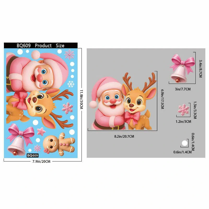 Christmas Window Clings – Reusable Static Stickers for Glass Door & Shop Window