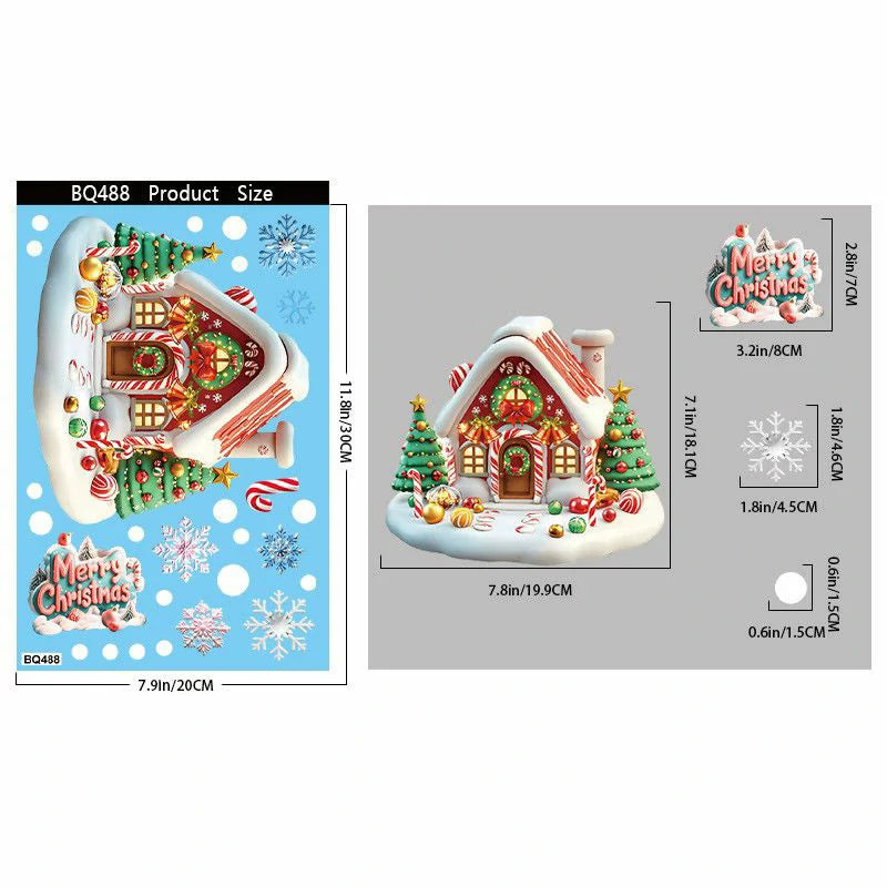Christmas Window Clings – Reusable Static Stickers for Glass Door & Shop Window