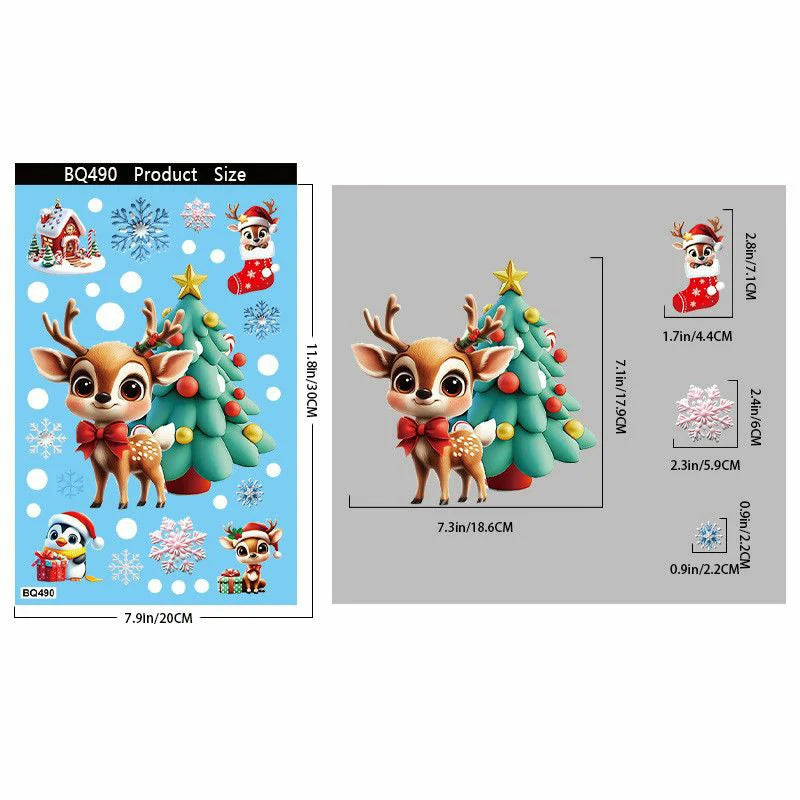 Christmas Window Clings – Reusable Static Stickers for Glass Door & Shop Window