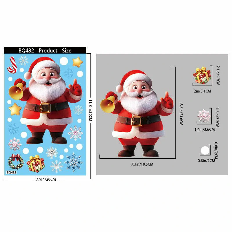 Christmas Window Clings – Reusable Static Stickers for Glass Door & Shop Window