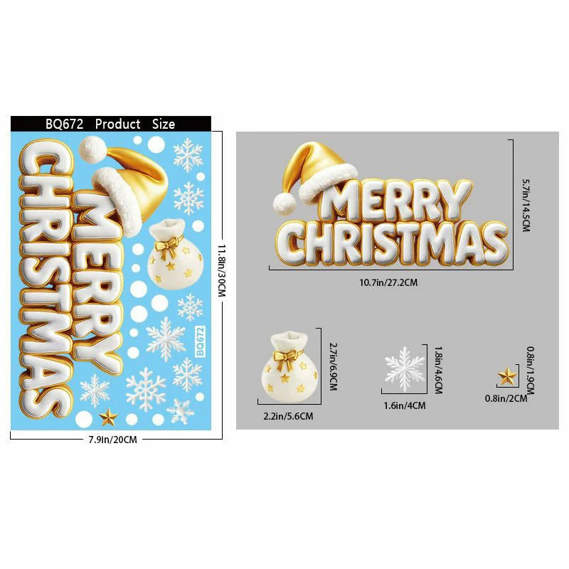Christmas Window Clings – Reusable Static Stickers for Glass Door & Shop Window