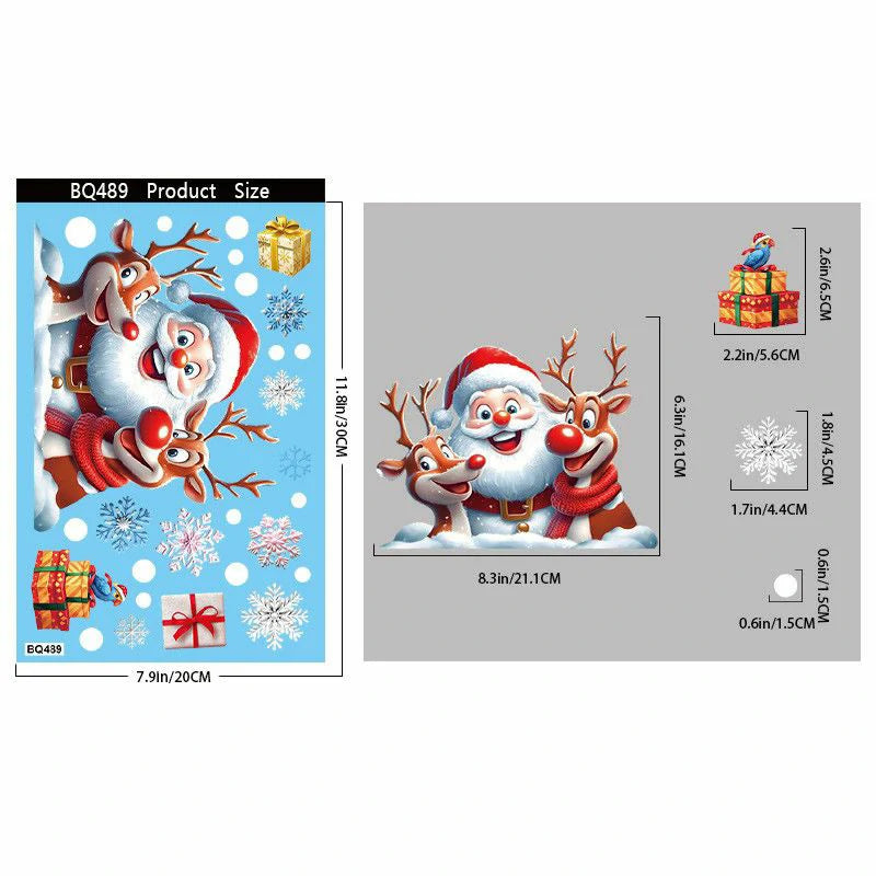 Christmas Window Clings – Reusable Static Stickers for Glass Door & Shop Window