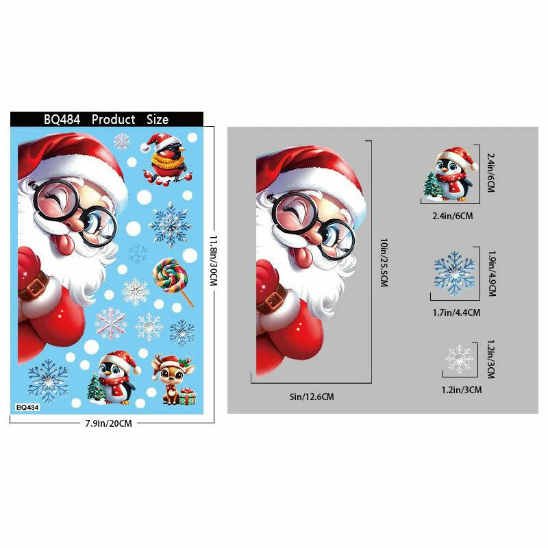 Christmas Window Clings – Reusable Static Stickers for Glass Door & Shop Window